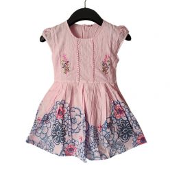 Flower Print Kids Cotton Dress For Kids AF-001