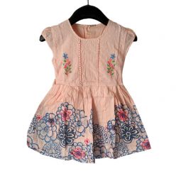 Flower Print Kids Cotton Dress For Kids AF-003