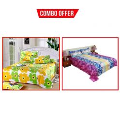 100% Cotton Double Size Bedsheet Combo - NB-1 & 10
