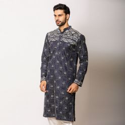 Silk Kurta with all over Kantha Embroidery decorated by traditional Worli Art