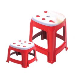 Heart High Stool - Red (White)- (7051) 2pcs with Heart Medium Stool - Red (White)- (7055) 2pcs