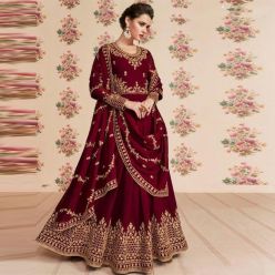 Semi-Stitched High Quality Embroidery Work Georgette Gown for Women - AZ-199