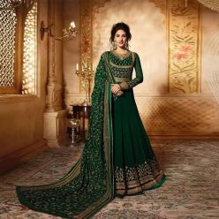 Semi-Stitched High Quality Embroidery Work Georgette Gown for Women - AZ-200/Green