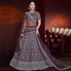 Semi-Stitched Embroidery Work Georgette Gown For Women - AZ-301