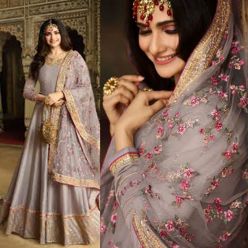 Semi-Stitched High Quality Embroidery Work Georgette Gown for Women - AZ-303