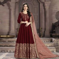 Semi-Stitched High Quality Embroidery Work Georgette Gown for Women - AZ-304