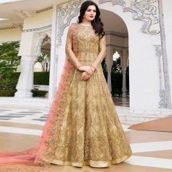 Semi-Stitched High Quality Embroidery Work Georgette Gown for Women - AZ-307