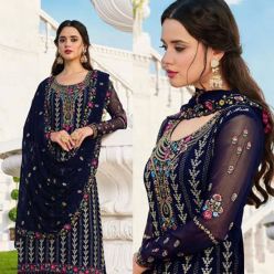Semi-Stitched High Quality Embroidery Work Georgette Salware Kamez for Women - AZ-308