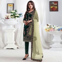 Unstitched Georgette Dress With Computer Embroidery Work Selwar Kameez (3pc) For Women (AZ-408/Green)