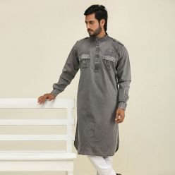 Khaki Cotton Fine Punjabi For Men K-106
