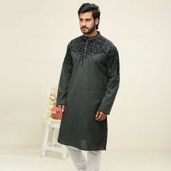 Khaki Fancy Cotton Punjabi For Men K-145