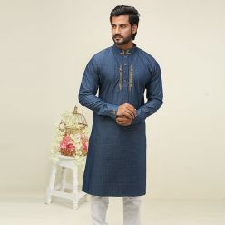 Khaki Fancy Cotton Punjabi For Men K-149