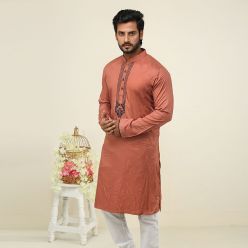 Khaki Fancy Cotton Punjabi For Men K-153