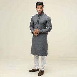 Khaki Indian Lelin Panjabi for men Style: K-123
