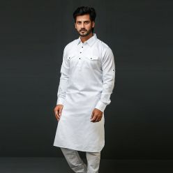 Khaki Indian Lelin Panjabi for Men Style K-170
