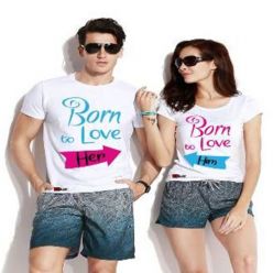 Born to Love Couple T-Shirt-White