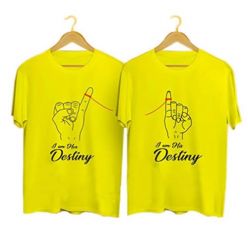I Am His and I Am Her Destiny Couple T-Shirt-Yellow