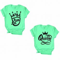 King & Queen Couple T-shirt-Green
