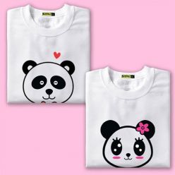 Panda Couple T-Shirt-White