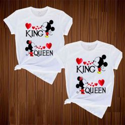 Micky Mouse King and Queen Couple T-Shirt-White
