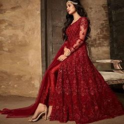 Georgette Embroidery Anarkali Gown Perty Dress for Women (PE-004)