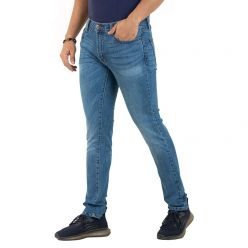 Masculine Lake Blue Slim-fit Stretchable Denim Jeans Pant For Men