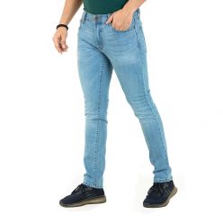 Masculine Light Blue Slim-fit Stretchable Denim Jeans Pant For Men