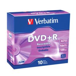 Verbatim DVD+R 16X, (10 Pcs Slim)