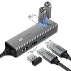 Baseus CAHUB-C0G Cube USB to USB3.0*3+USB2.0*2 HUB Adapter Dark gray