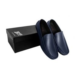 Blue Plain Leather Loafer SB-S136