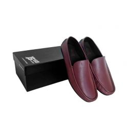 Maroon Plain Leather Loafer SB-S137