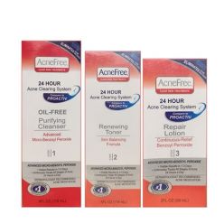 New AcneFree Oil Free 24 HR Acne Treatment Kit, 3 Step Acne Clearing System