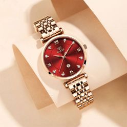 OLEVS Watch For Women Rose Gold with Stainless steel Box Fashion