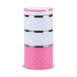 3 Layer Lunch Box - Pink an White