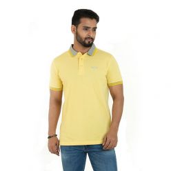 Masculine Lemon Yellow Tripping Polo Shirt For Men