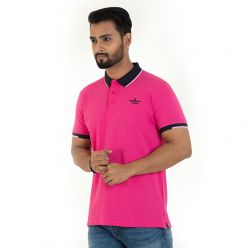 Masculine Pink Cotton Polo T-shirt For Men