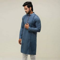 Khaki Indian Lelin Panjabi for Men Style K-118